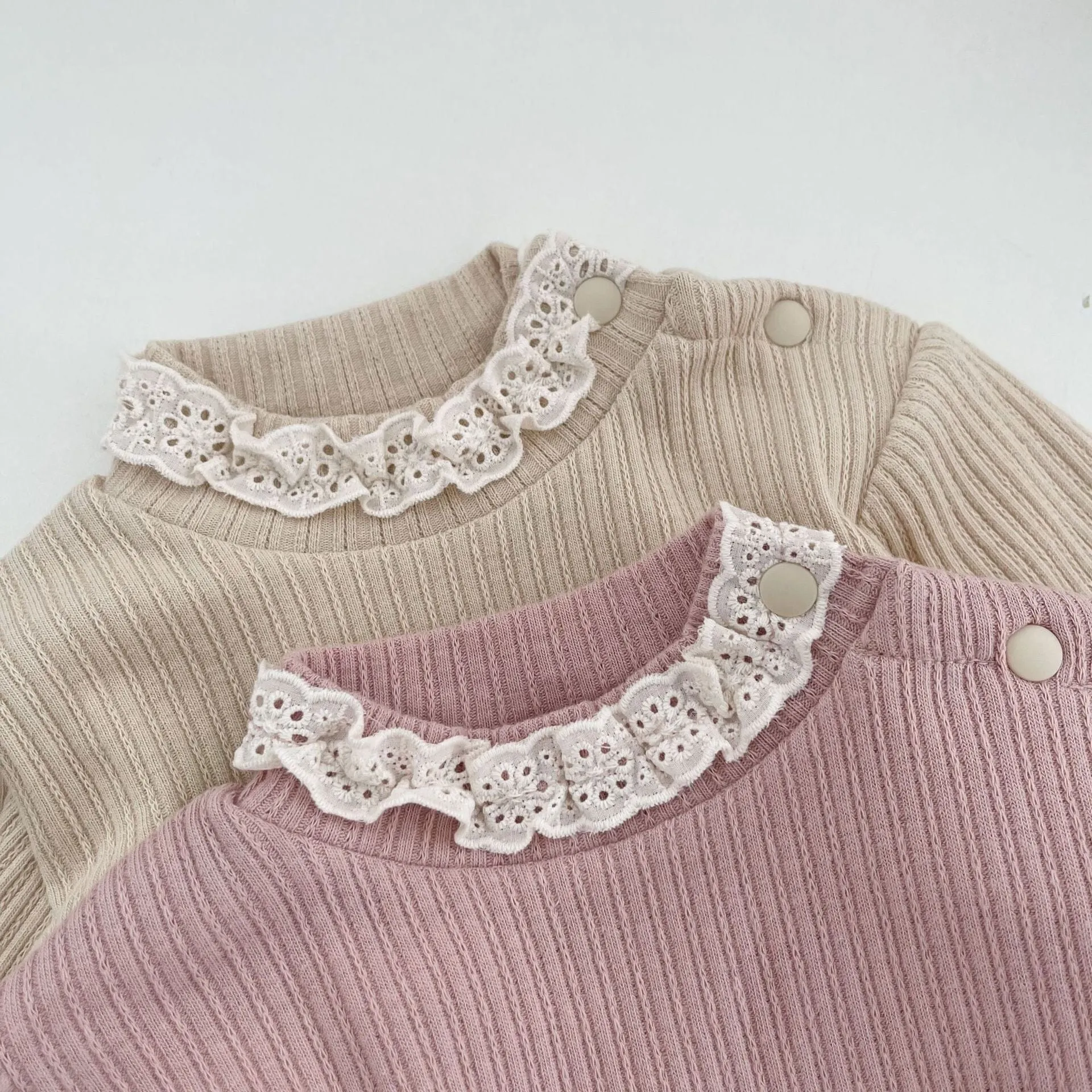 Lace-Trimmed Fleece-Lined Warm Base Layer Top