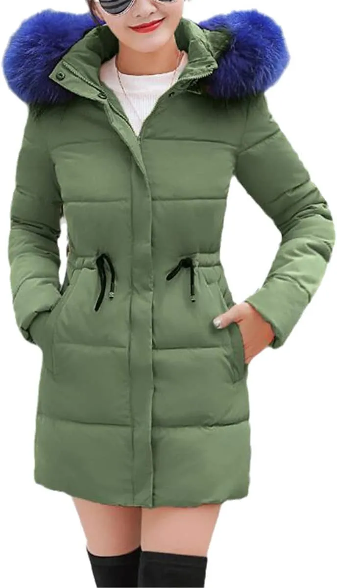 Large Fur Winter Jacket Women Padded Parka Coat Slim Long Winter Coat Down Cotton Down Jacket