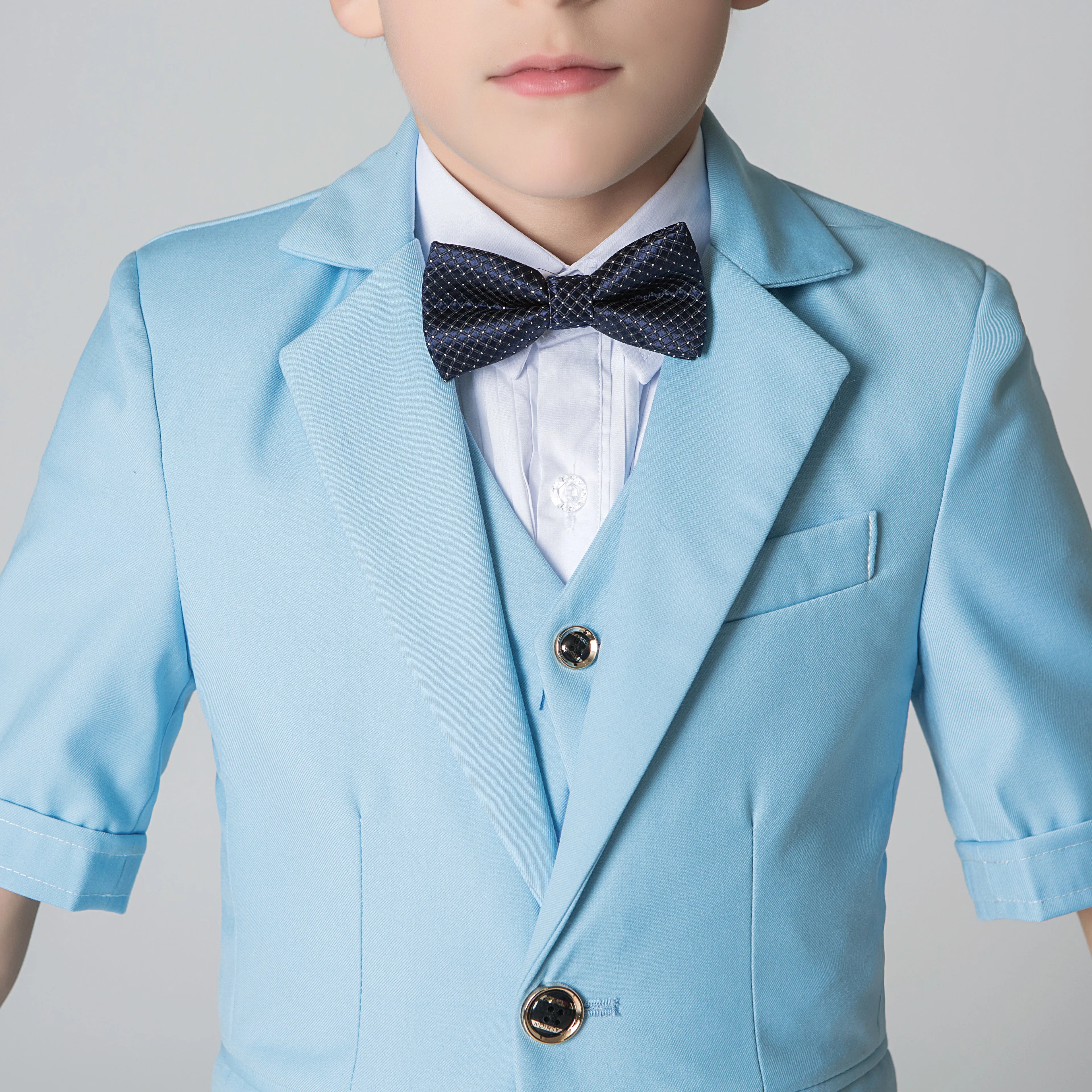 Light Blue Slim Fit Formal Party Wedding 4 Piece Suit