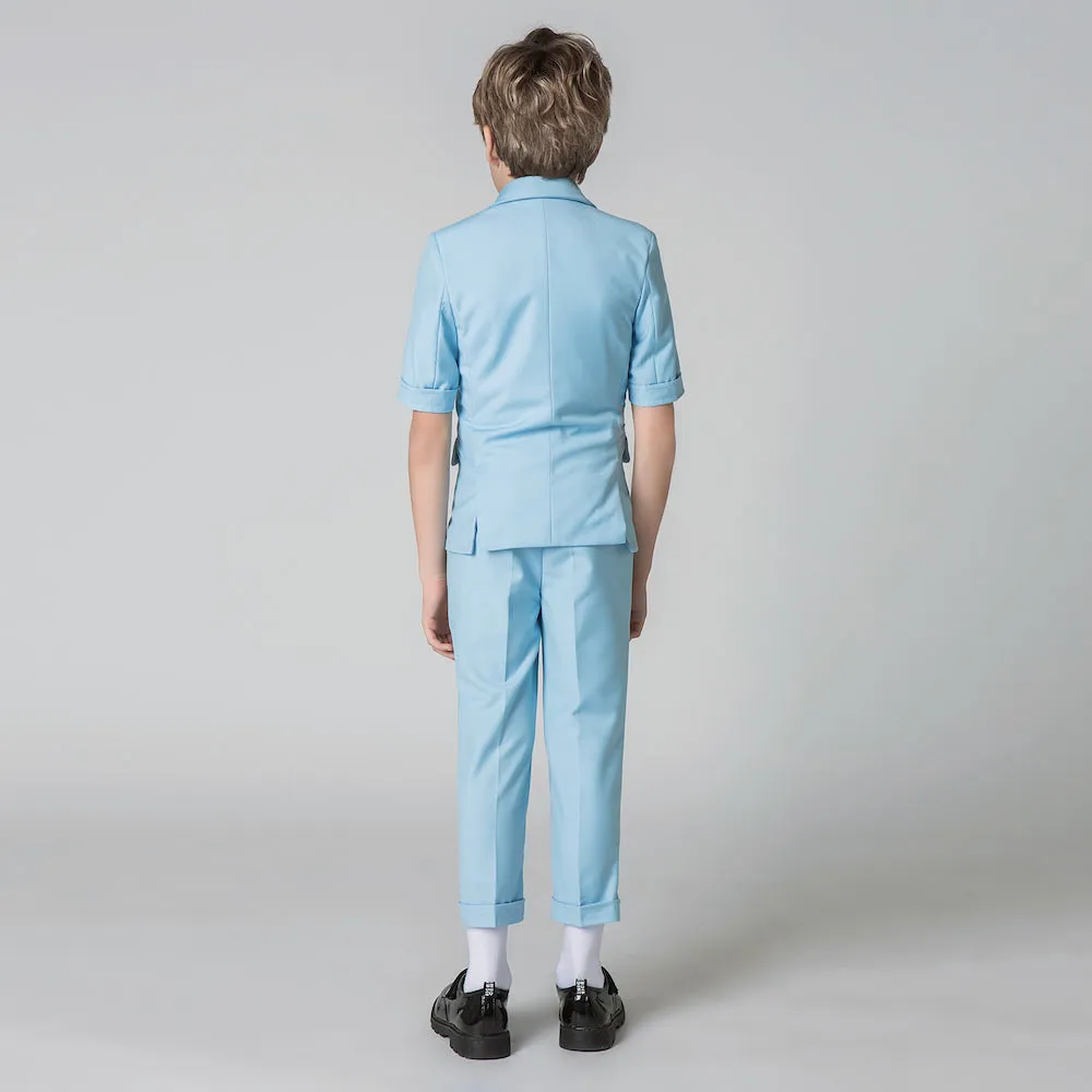 Light Blue Slim Fit Formal Party Wedding 4 Piece Suit