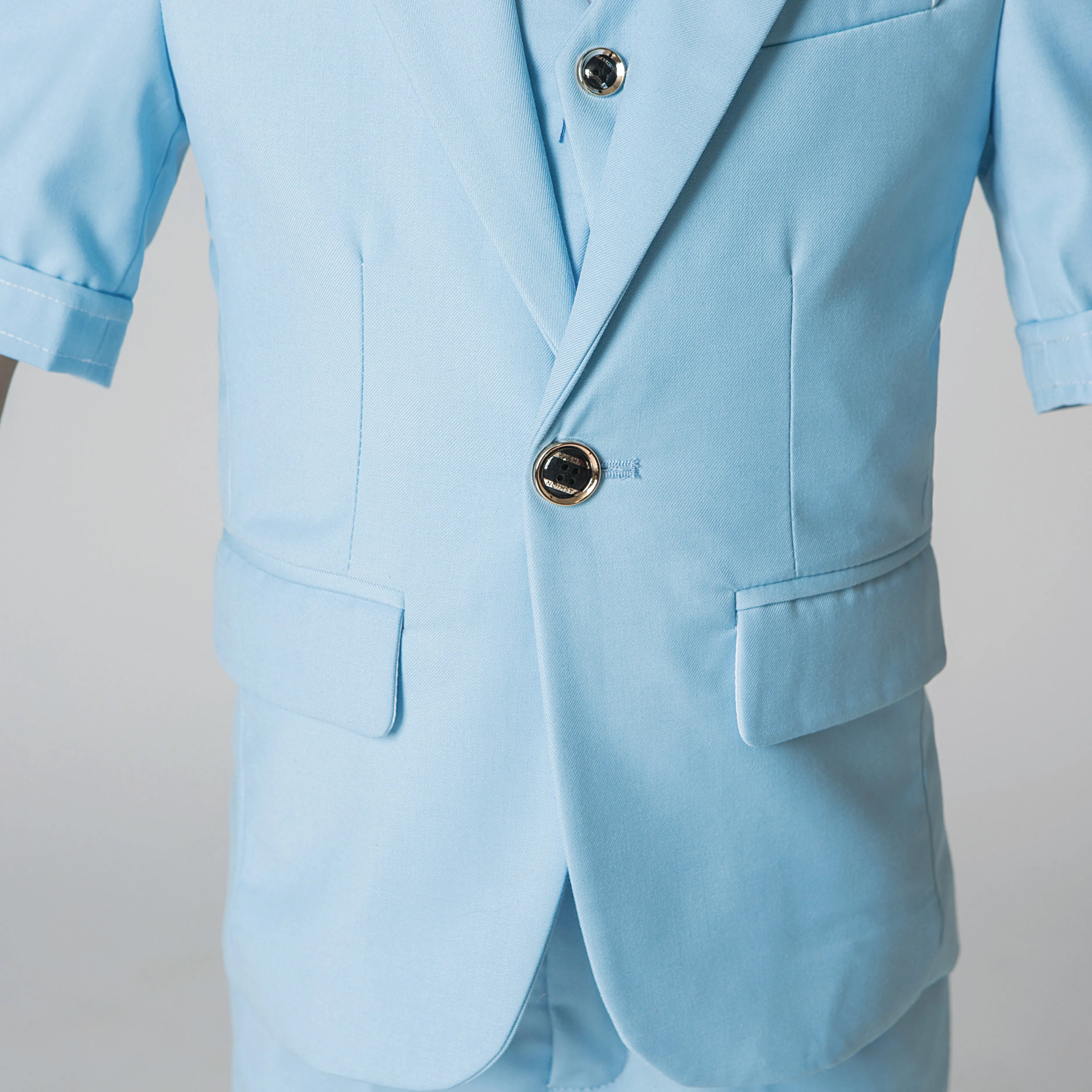 Light Blue Slim Fit Formal Party Wedding 4 Piece Suit