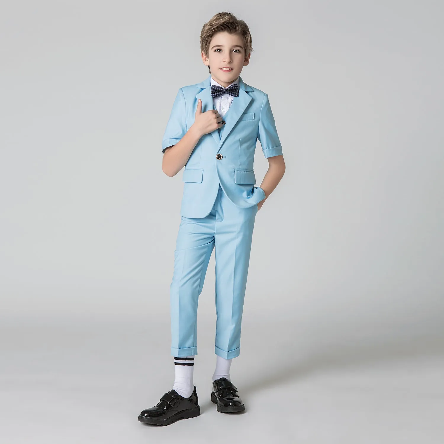 Light Blue Slim Fit Formal Party Wedding 4 Piece Suit