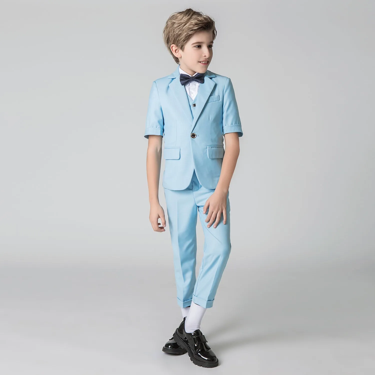 Light Blue Slim Fit Formal Party Wedding 4 Piece Suit