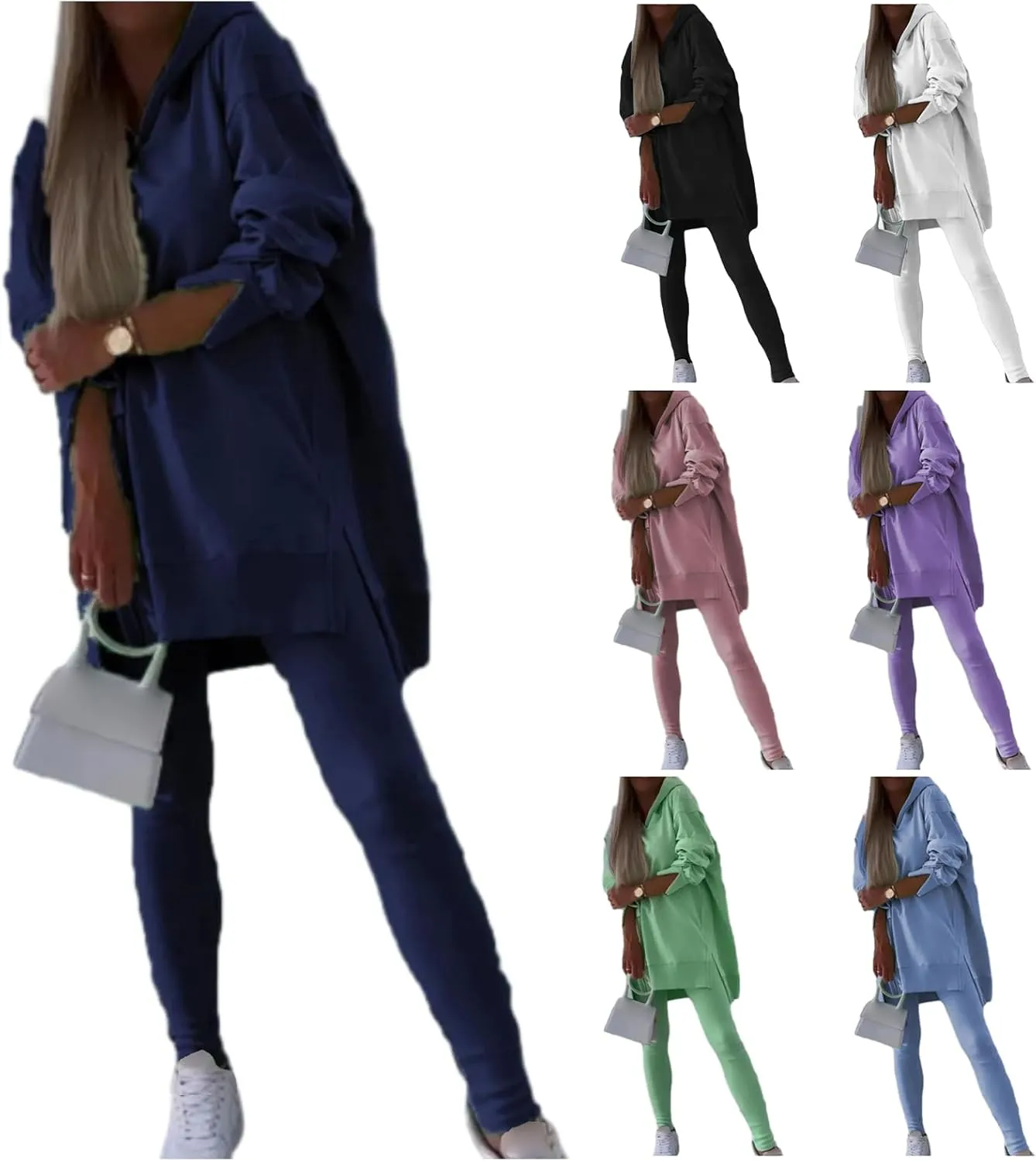 Lounge Sets for Women 2 Piece Sweatsuits Oversized Hoodies with Side Slit and Leggings Sets Casual Sets Fall Outfits