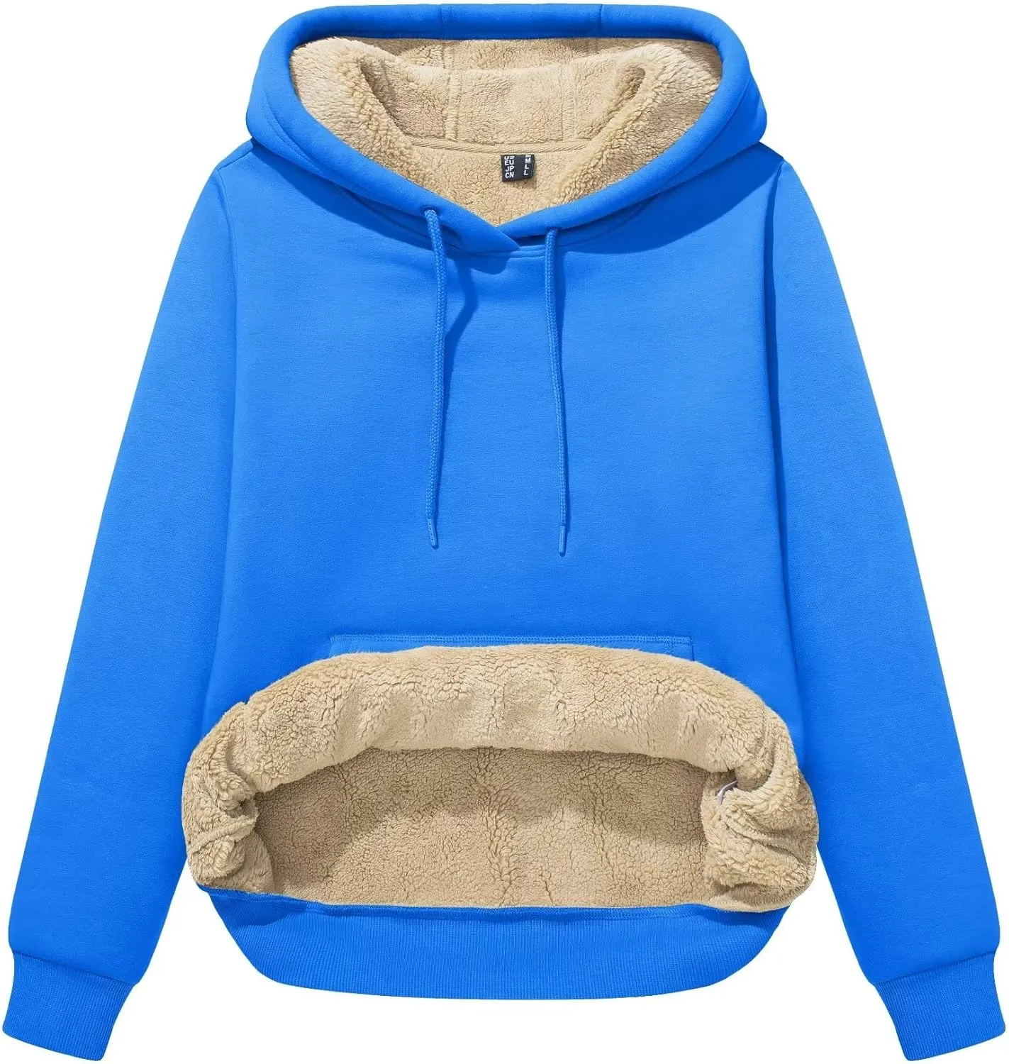 MAGCOMSEN Women's Winter Sherpa Lined Hoodie Warm Fleece Heavyweight Cotton Pullover Plain Hooded Sweatshirt with Pocket