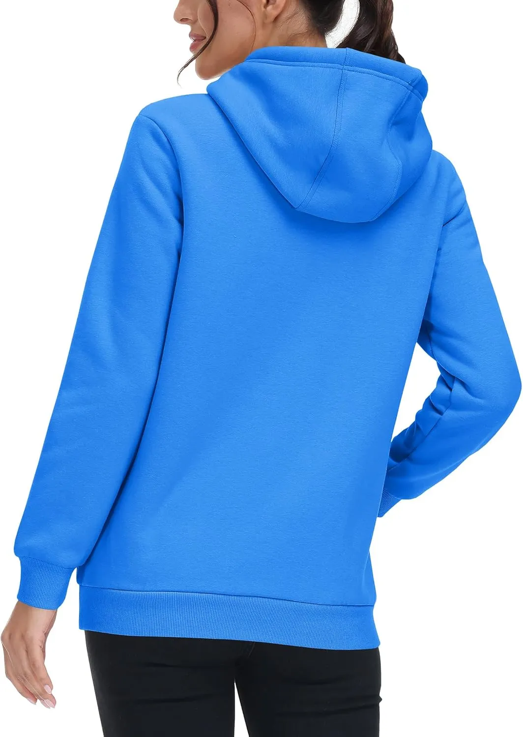MAGCOMSEN Women's Winter Sherpa Lined Hoodie Warm Fleece Heavyweight Cotton Pullover Plain Hooded Sweatshirt with Pocket