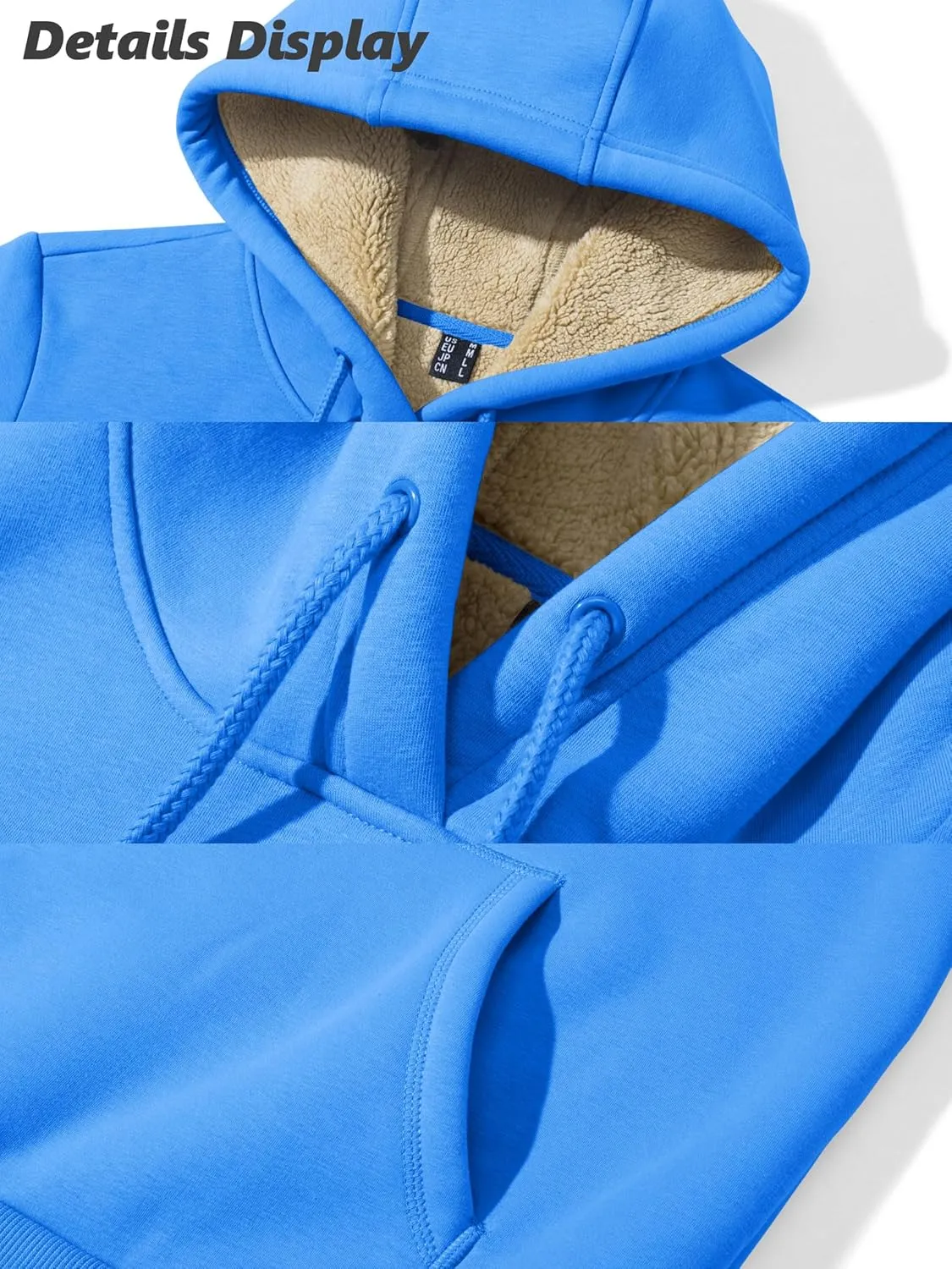 MAGCOMSEN Women's Winter Sherpa Lined Hoodie Warm Fleece Heavyweight Cotton Pullover Plain Hooded Sweatshirt with Pocket