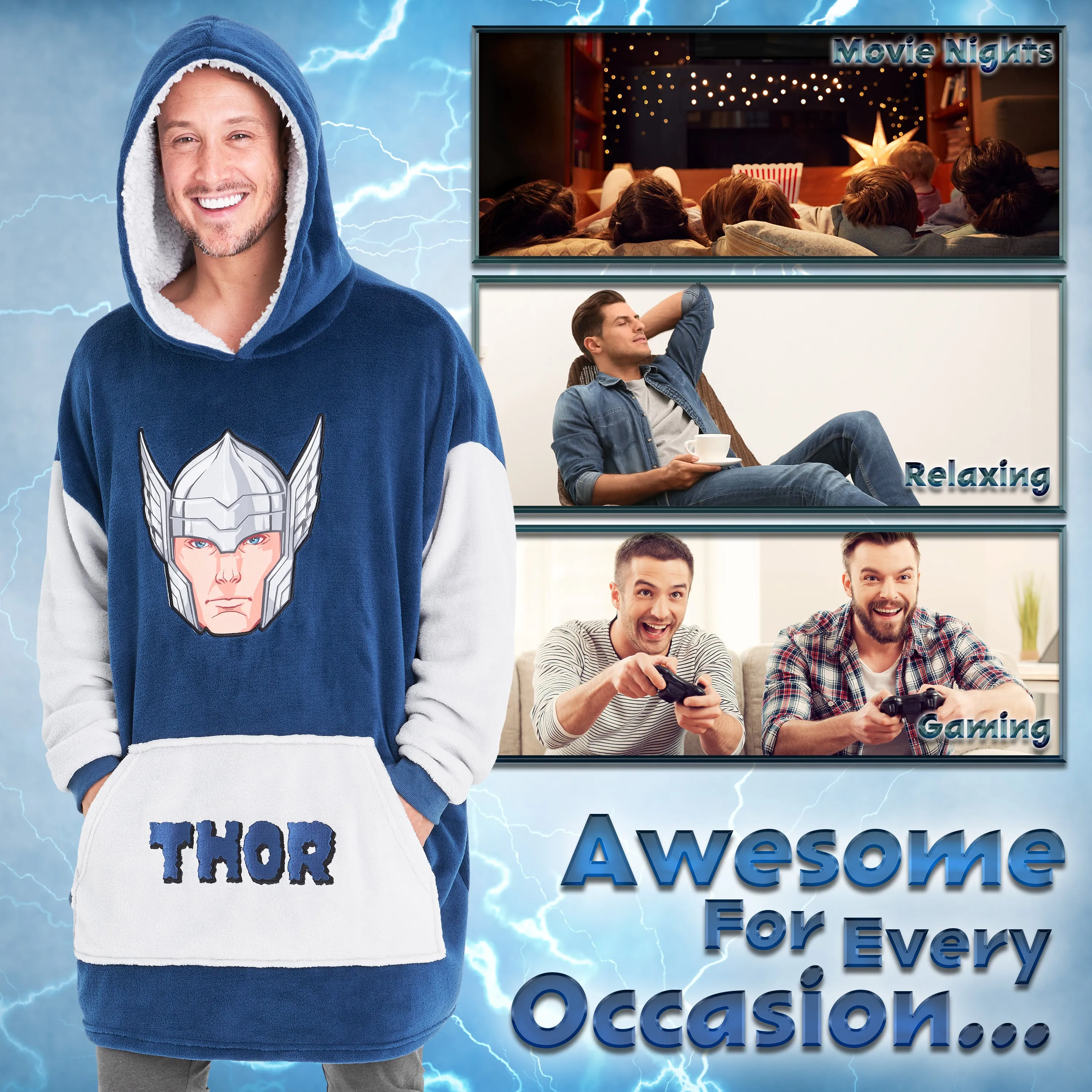 Marvel Oversized Hoodie Blanket for Men - THOR
