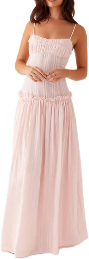 Meiweileya Women Spaghetti Strap Maxi Dress Smocked Drop Waist Long Dresses Backless Tiered Flowy Sundress Summer Beach 2025