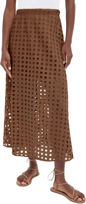 Melliflo Women's Eyelet Hollow Out Maxi Skirts Summer High Waisted Beach Skirt Casual Solid Long Skirt with Underneath 2025