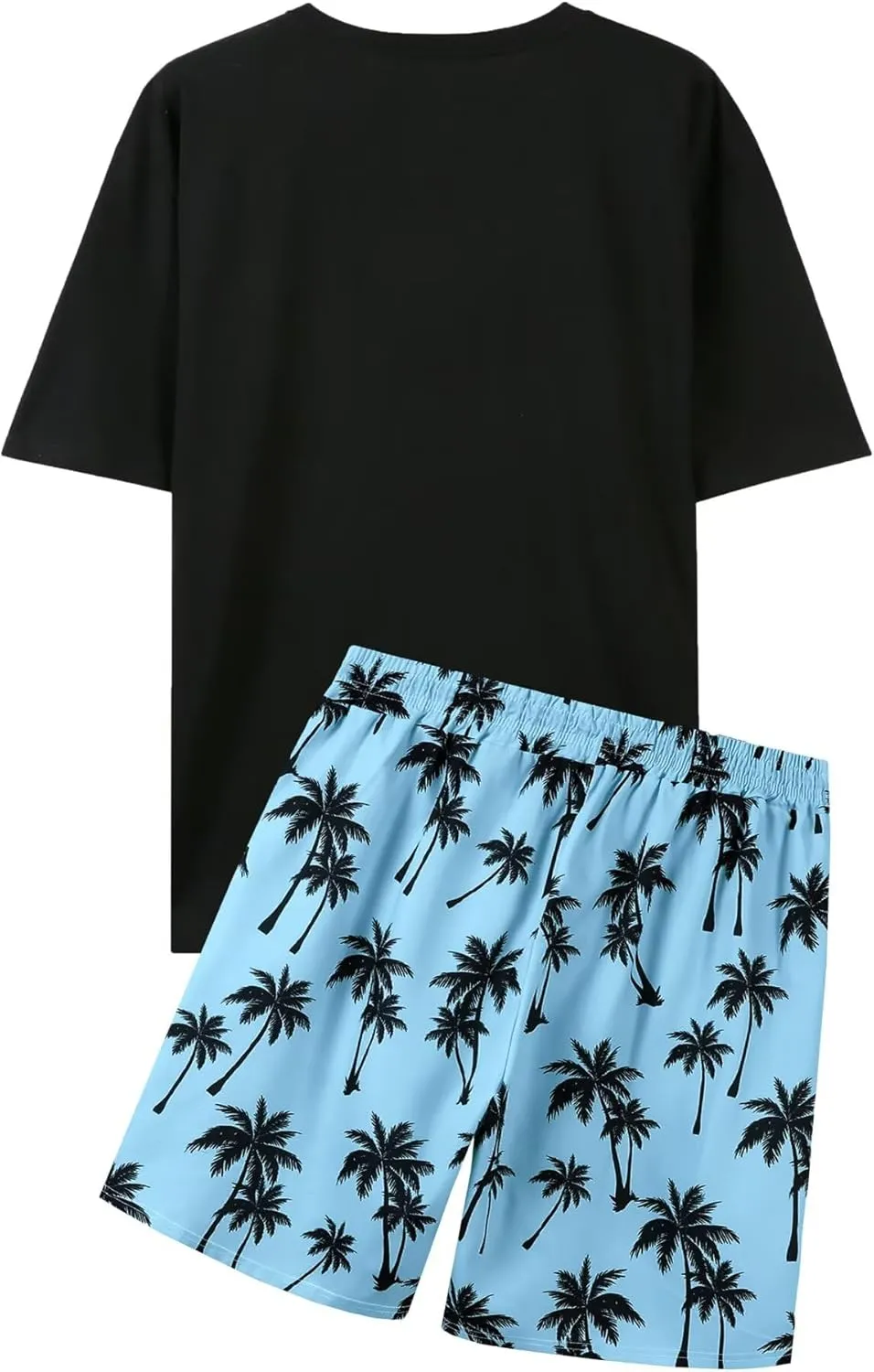 Mens 2 Piece Outfits Graphic Printed Matching Shirt and Shorts Set with Pocket Drawstring