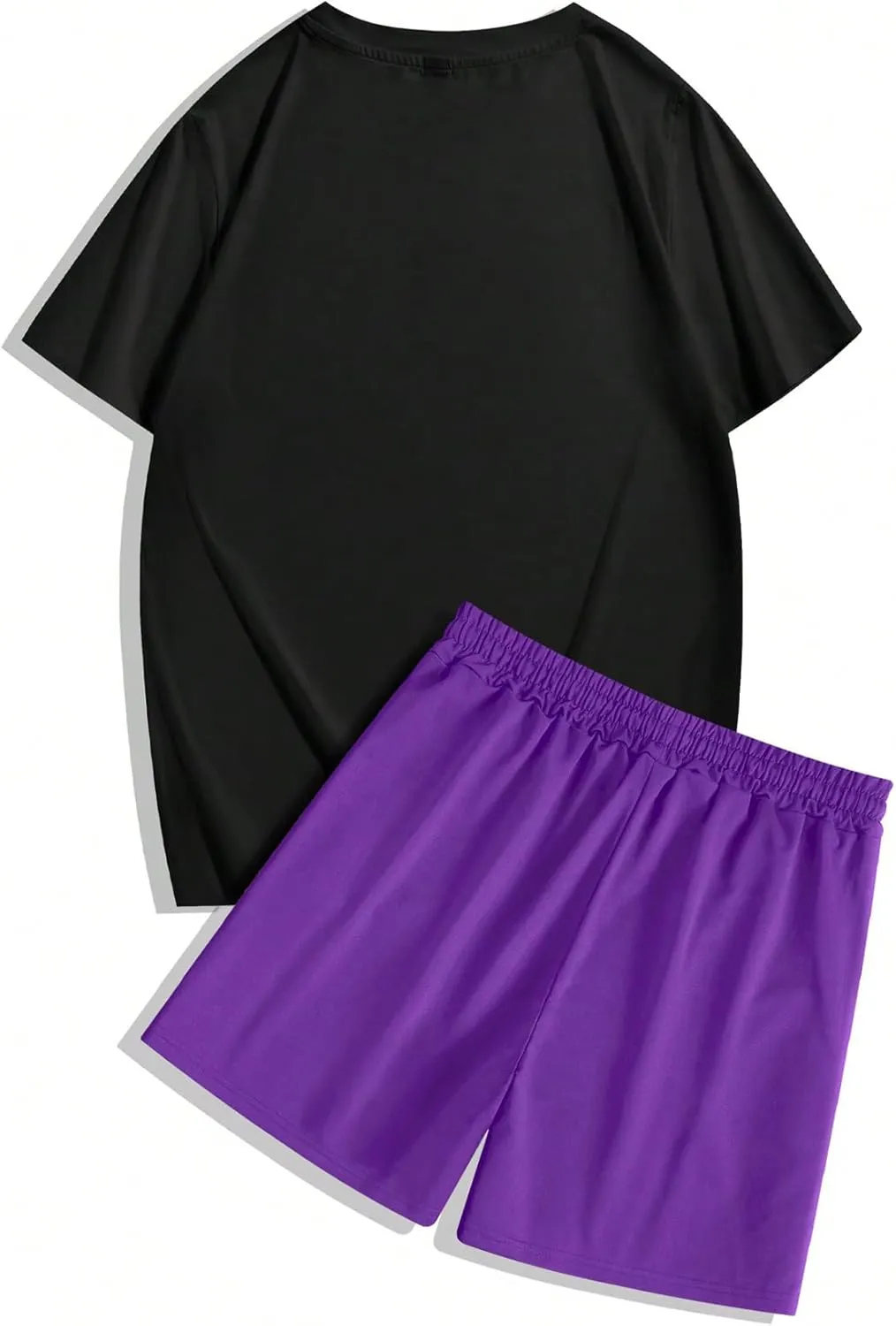 Men's 2 Pieces Outfit Short Sleeve Hawaiian Print Tee and Graphic Drawstring Waist Shorts Sets