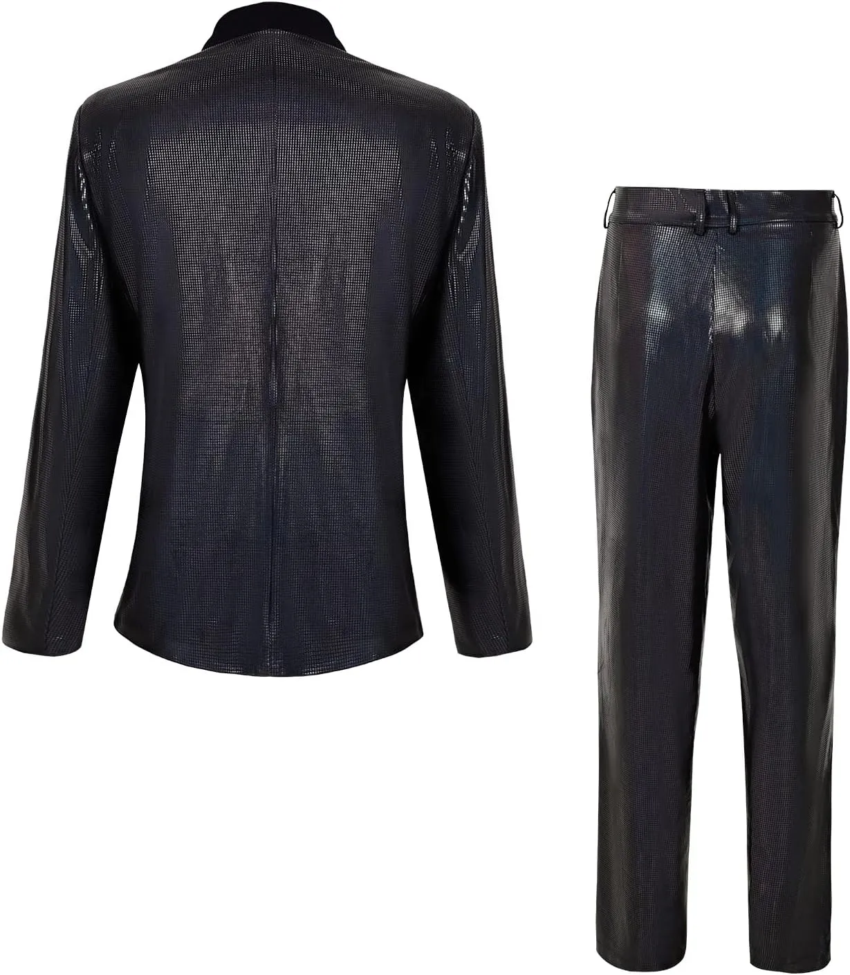 Mens 70s Disco Outfits Set Shiny Sequin Suit and Pants Halloween Costume