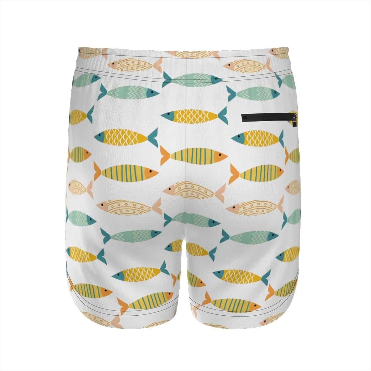 Men's Beach Shorts Batfish Patterned Swim Trunks Pool Party Beach Volleyball Sunbathing