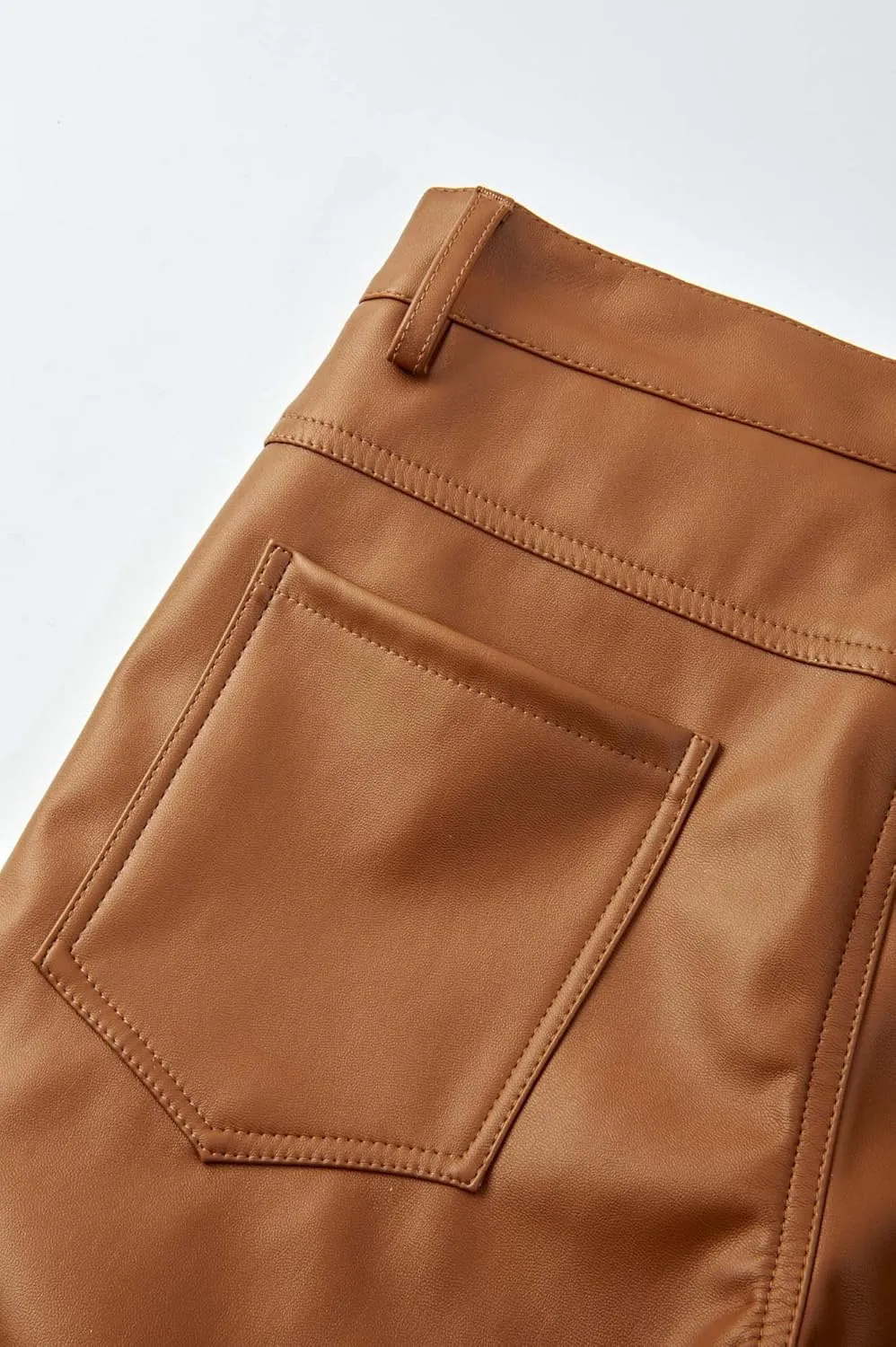 Men`s Business Slim Fit Five Pockets Faux Leather Pants Jeans