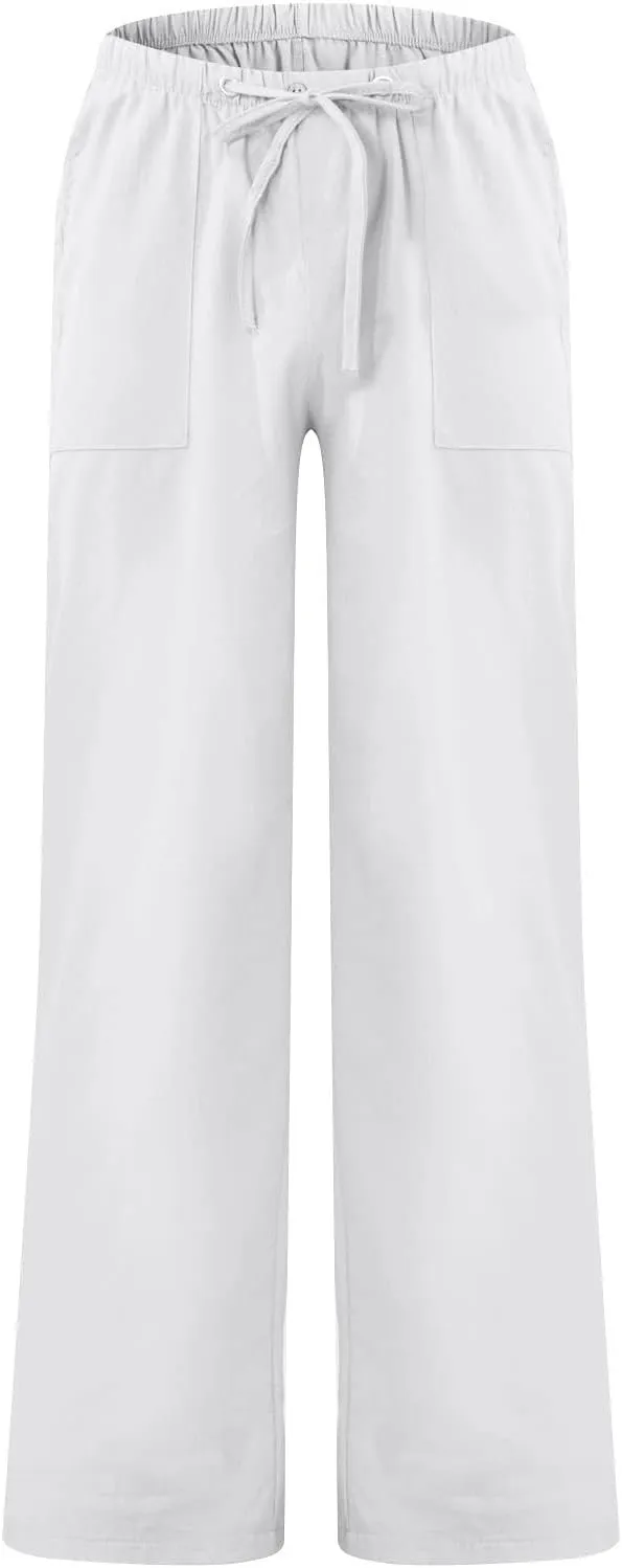 Mens Casual Pants Lightweight Plus Size Casual Pants Drawstring Low Rise Wide Leg Trousers Loose Yoga Pants with Pcokets