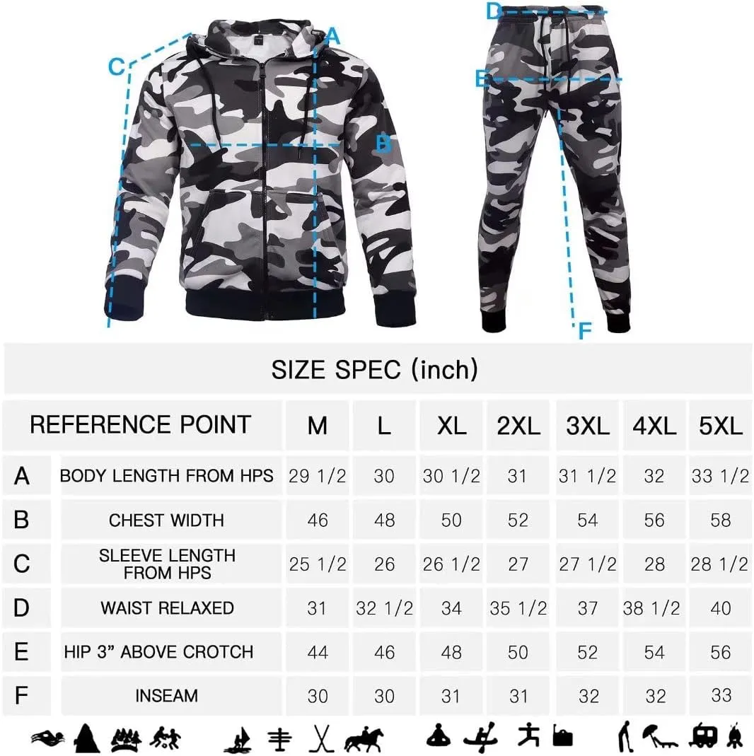 Men's hoodie sweatsuit Full-Zip fleece track suits casual jogger set outdoor sportswear