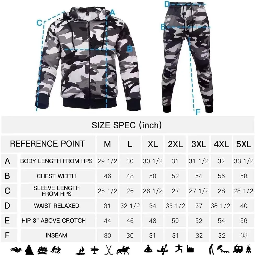 Men's hoodie sweatsuit Full-Zip fleece track suits casual jogger set outdoor sportswear