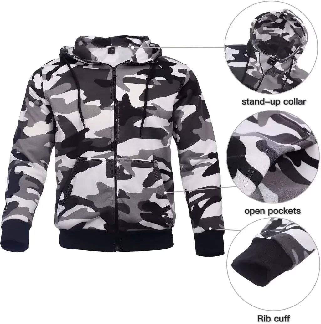 Men's hoodie sweatsuit Full-Zip fleece track suits casual jogger set outdoor sportswear
