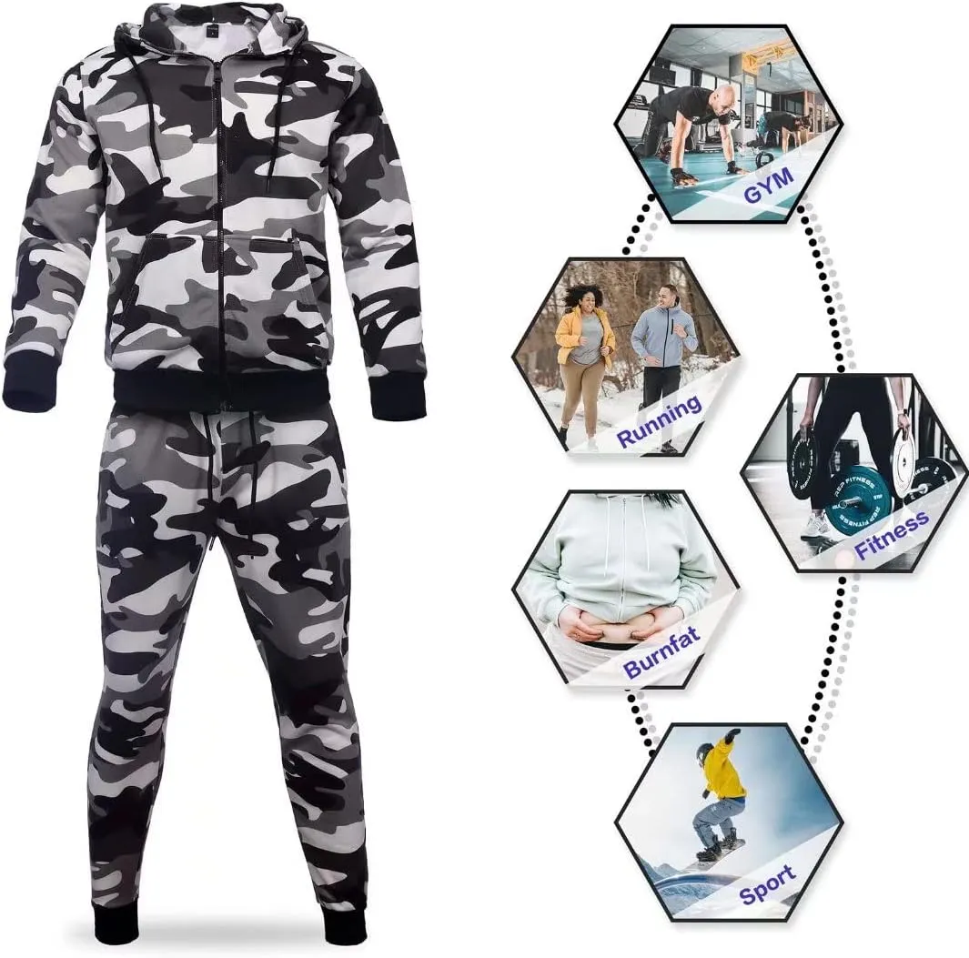 Men's hoodie sweatsuit Full-Zip fleece track suits casual jogger set outdoor sportswear