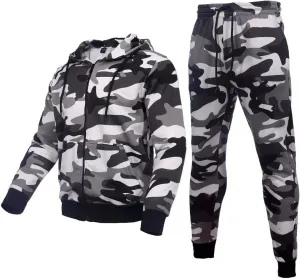 Men's hoodie sweatsuit Full-Zip fleece track suits casual jogger set outdoor sportswear