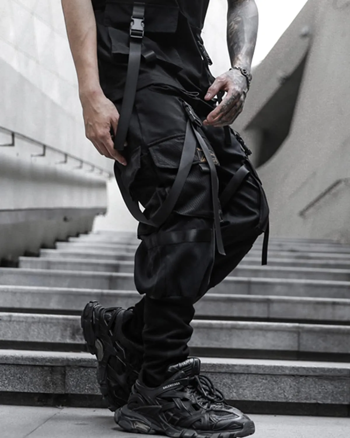 Men's Jogger Punk Cargo Baggy Techwear Hip Hop Harem Pants Streetwear Tactical Overalls