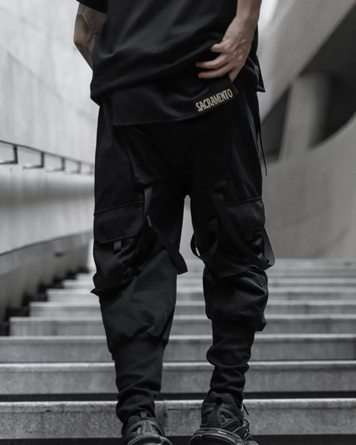 Men's Jogger Punk Cargo Baggy Techwear Hip Hop Harem Pants Streetwear Tactical Overalls