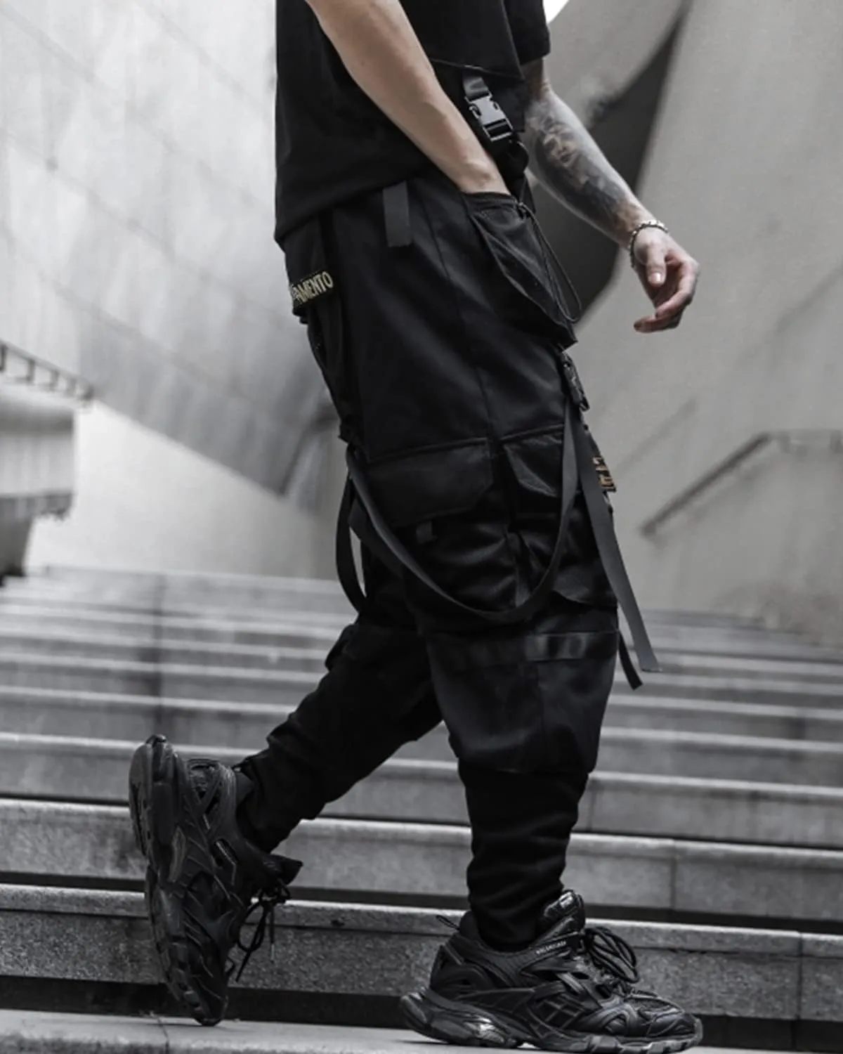 Men's Jogger Punk Cargo Baggy Techwear Hip Hop Harem Pants Streetwear Tactical Overalls