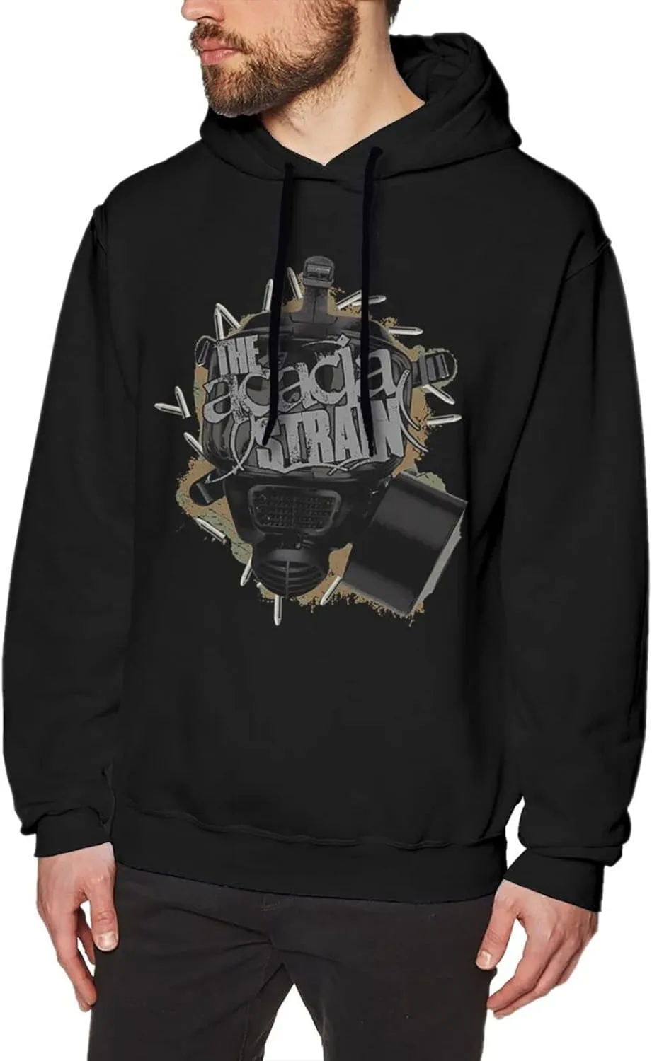 Mens Long Sleeve Tops, American Metalcore Band The Acacia Music Theme Strain Hooded Sweatshirt, Quick-Dry Hooded Tracksuit Shirts, Drawstring Pullover Hoodie Clothes For Men Women Medium Black