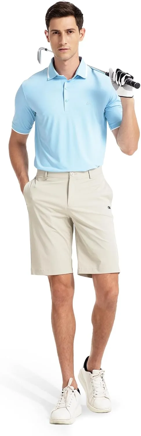 Men's Premium Golf Polo  Silky Tech Nylon, Cooling, UV-Resistant, Quick-Dry Athletic Shirt for Golf, Tennis