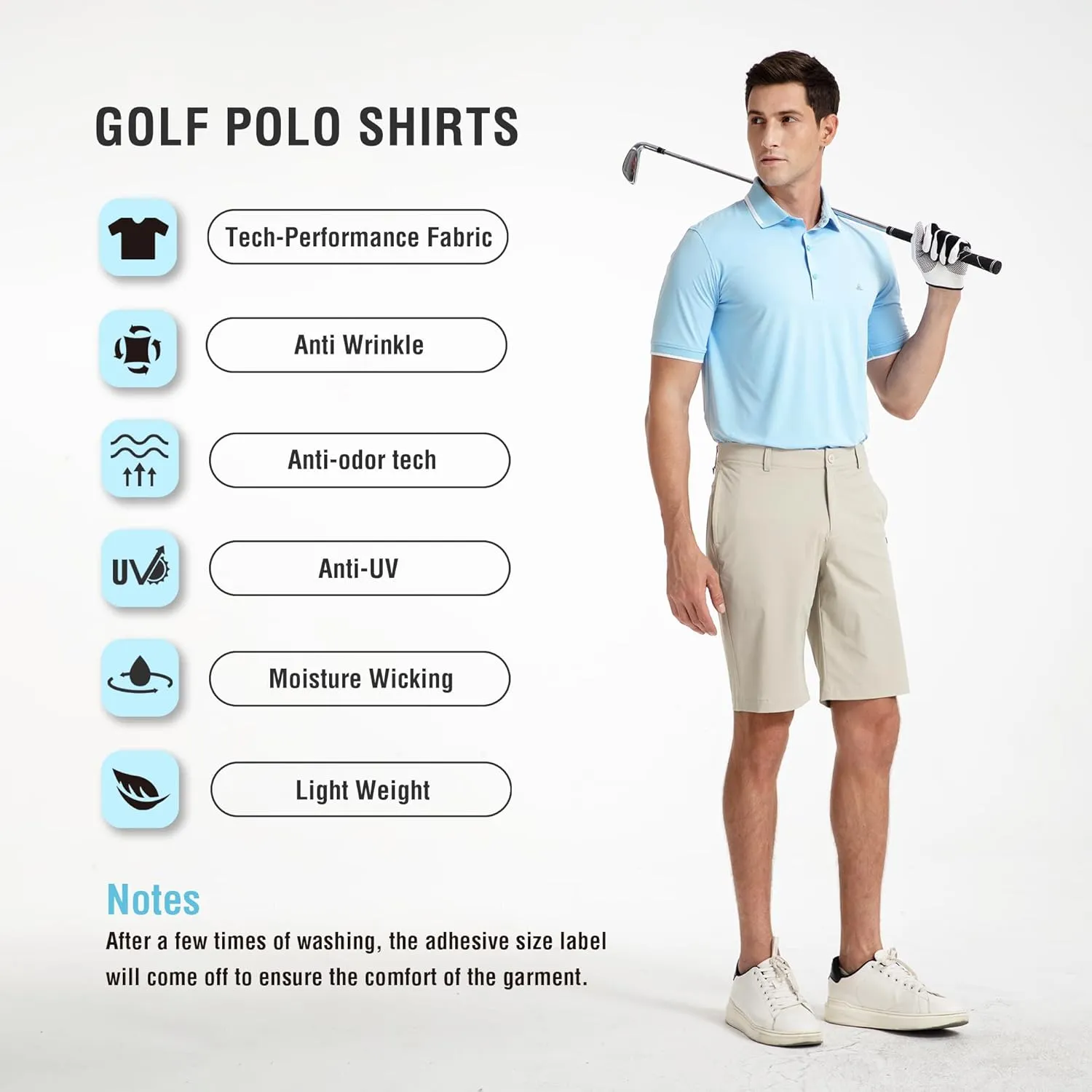 Men's Premium Golf Polo  Silky Tech Nylon, Cooling, UV-Resistant, Quick-Dry Athletic Shirt for Golf, Tennis