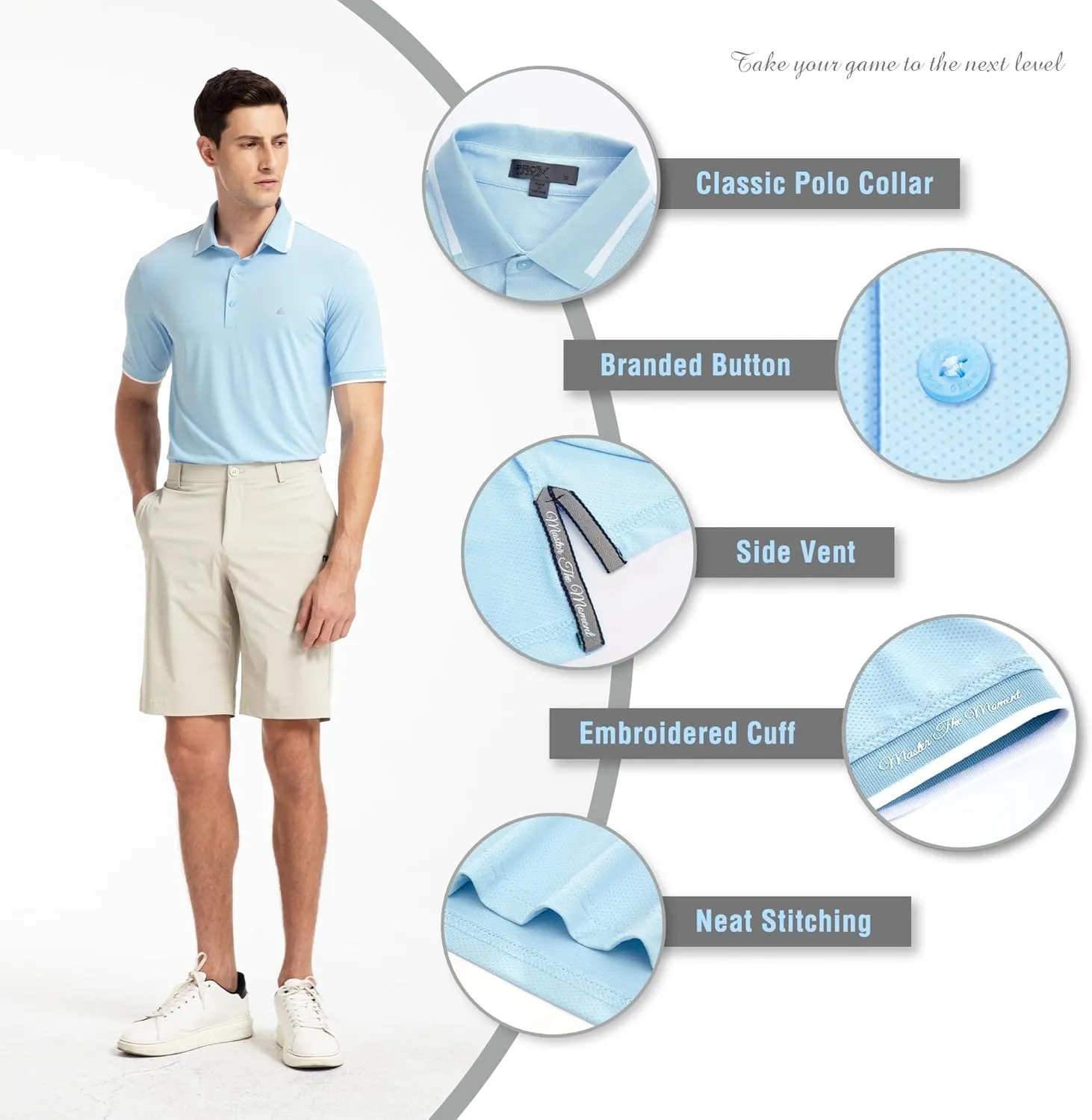 Men's Premium Golf Polo  Silky Tech Nylon, Cooling, UV-Resistant, Quick-Dry Athletic Shirt for Golf, Tennis