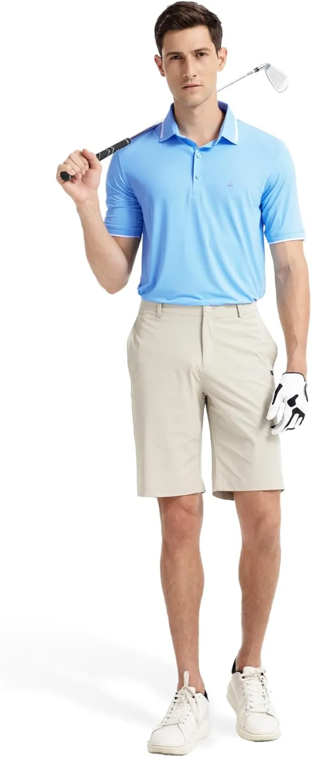 Men's Premium Golf Polo  Silky Tech Nylon, Cooling, UV-Resistant, Quick-Dry Athletic Shirt for Golf, Tennis