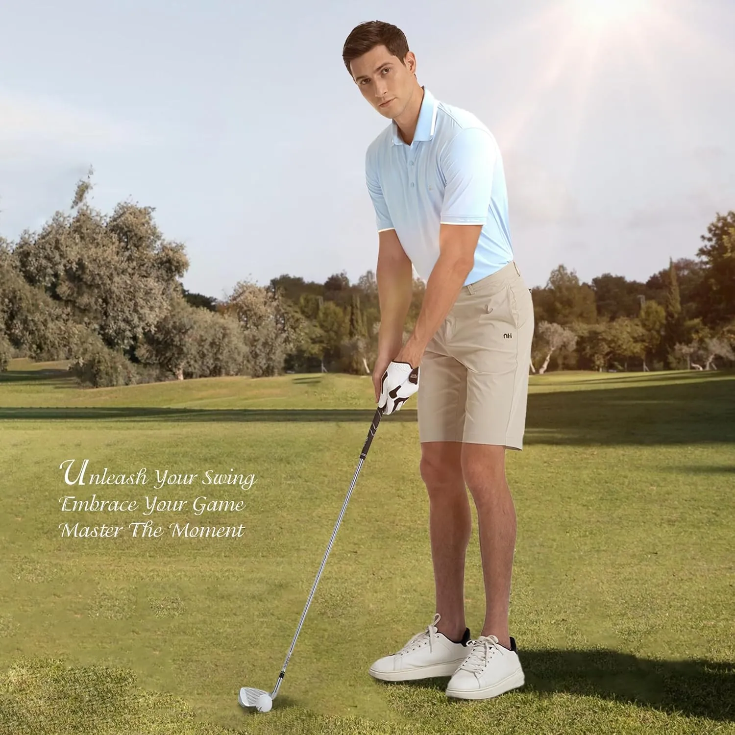 Men's Premium Golf Polo  Silky Tech Nylon, Cooling, UV-Resistant, Quick-Dry Athletic Shirt for Golf, Tennis