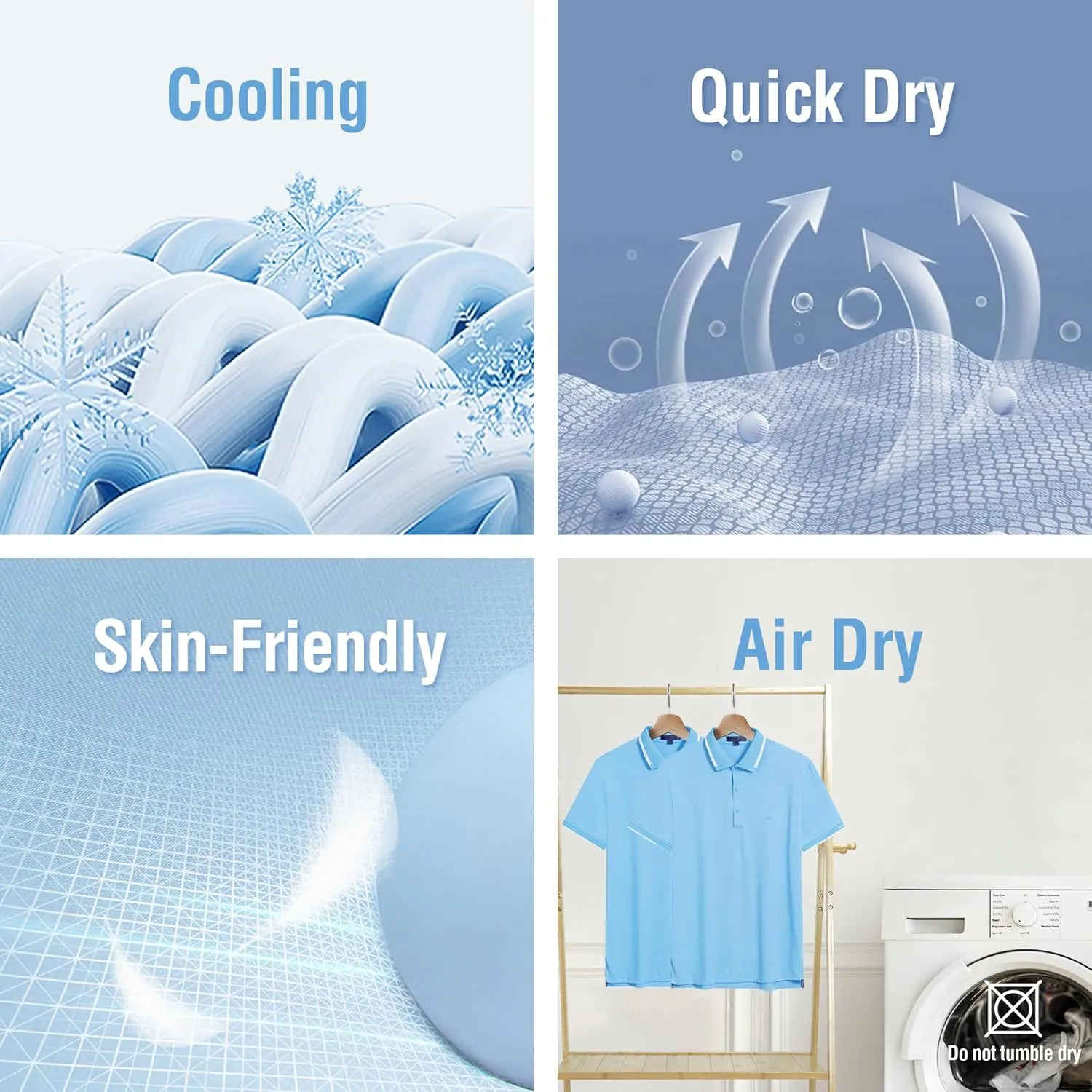 Men's Premium Golf Polo  Silky Tech Nylon, Cooling, UV-Resistant, Quick-Dry Athletic Shirt for Golf, Tennis