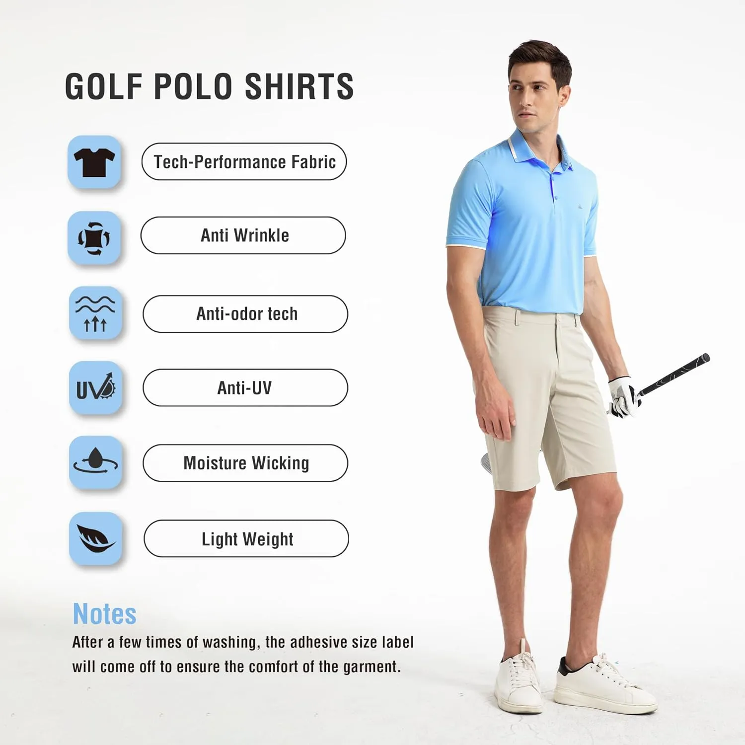 Men's Premium Golf Polo  Silky Tech Nylon, Cooling, UV-Resistant, Quick-Dry Athletic Shirt for Golf, Tennis