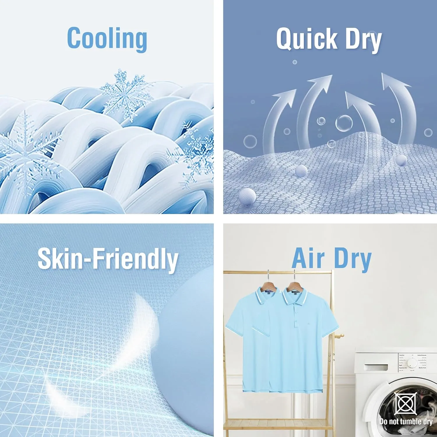 Men's Premium Golf Polo  Silky Tech Nylon, Cooling, UV-Resistant, Quick-Dry Athletic Shirt for Golf, Tennis