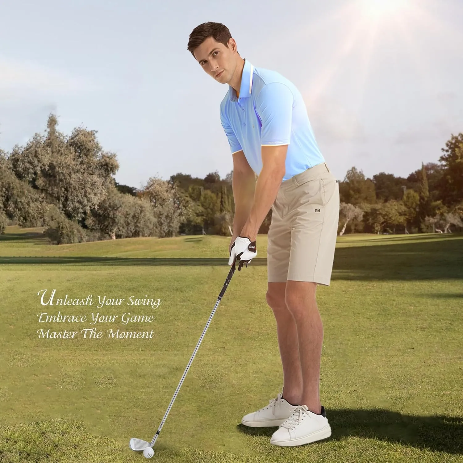 Men's Premium Golf Polo  Silky Tech Nylon, Cooling, UV-Resistant, Quick-Dry Athletic Shirt for Golf, Tennis
