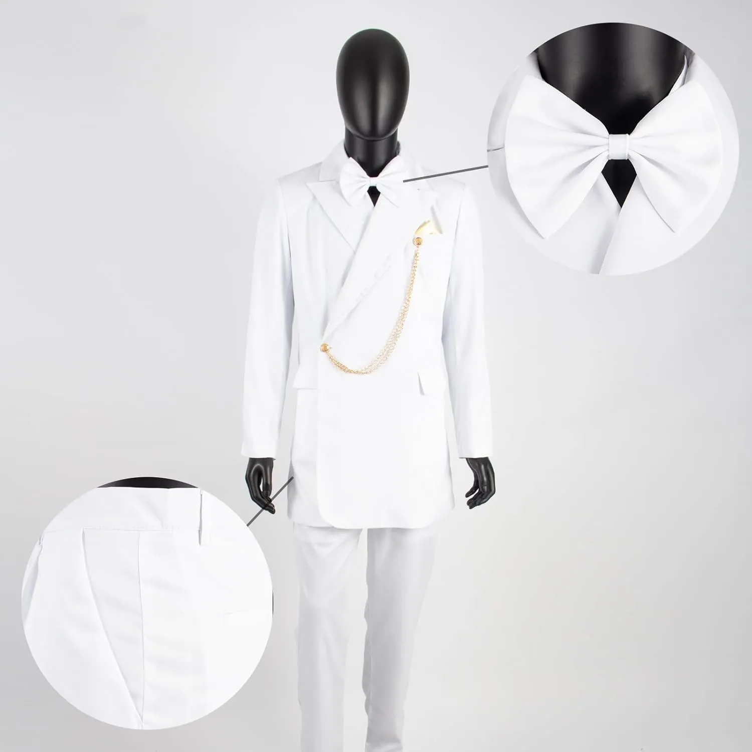 Men`s Suits Slim Fit Blazer and Pants Set Dashiki Outfits with Bow Tie Chain Kerchief African Clothes Wedding