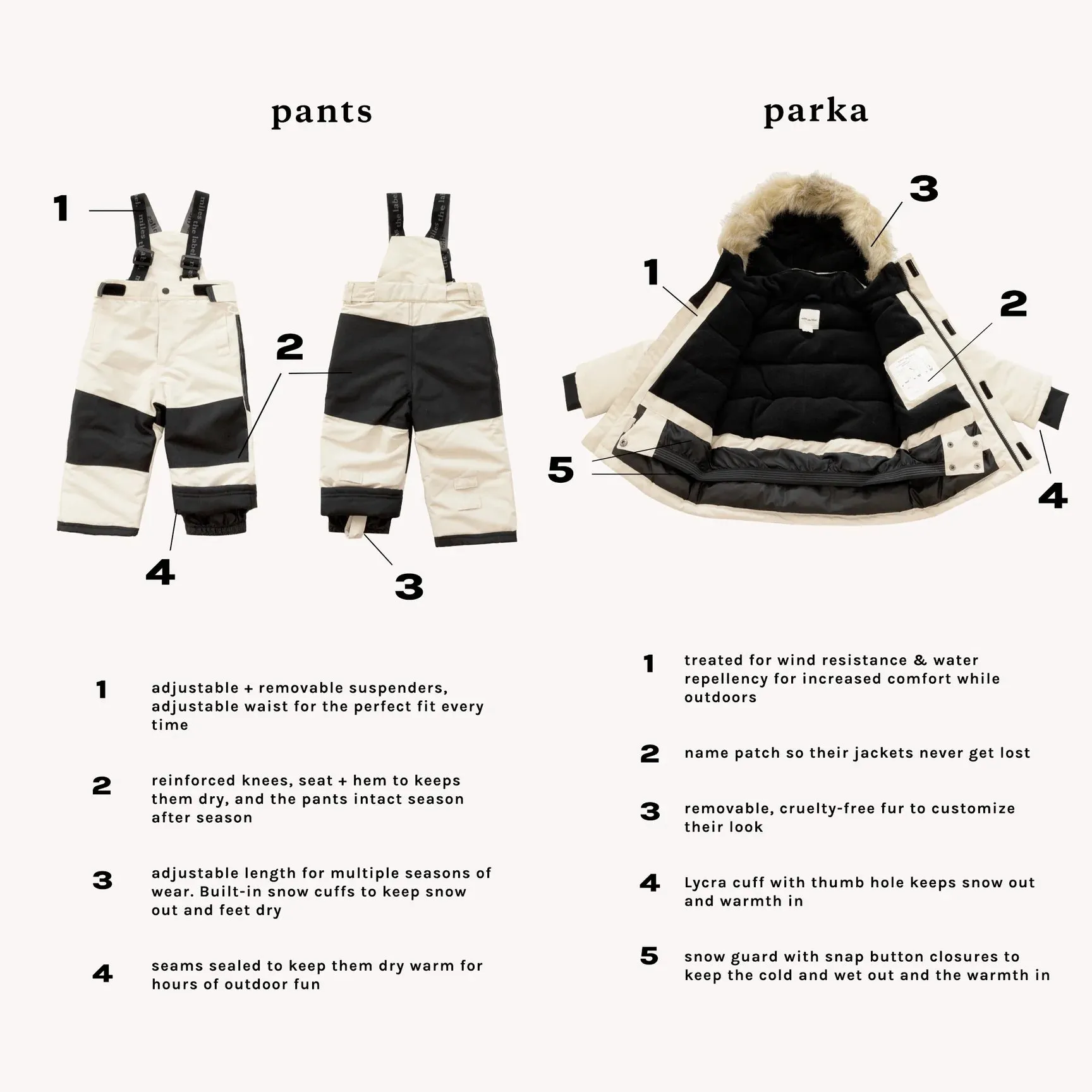 MILES THE LABEL- KIDS BIRCH SNOWPANTS