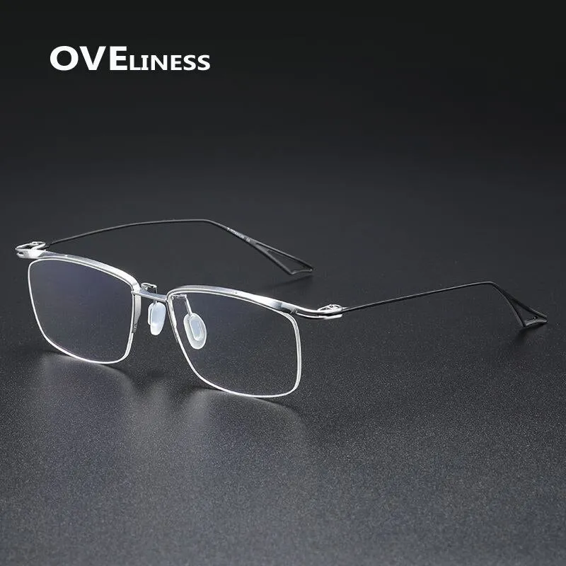 Oveliness Unisex Semi Rim Square Titanium Eyeglasses Actfour