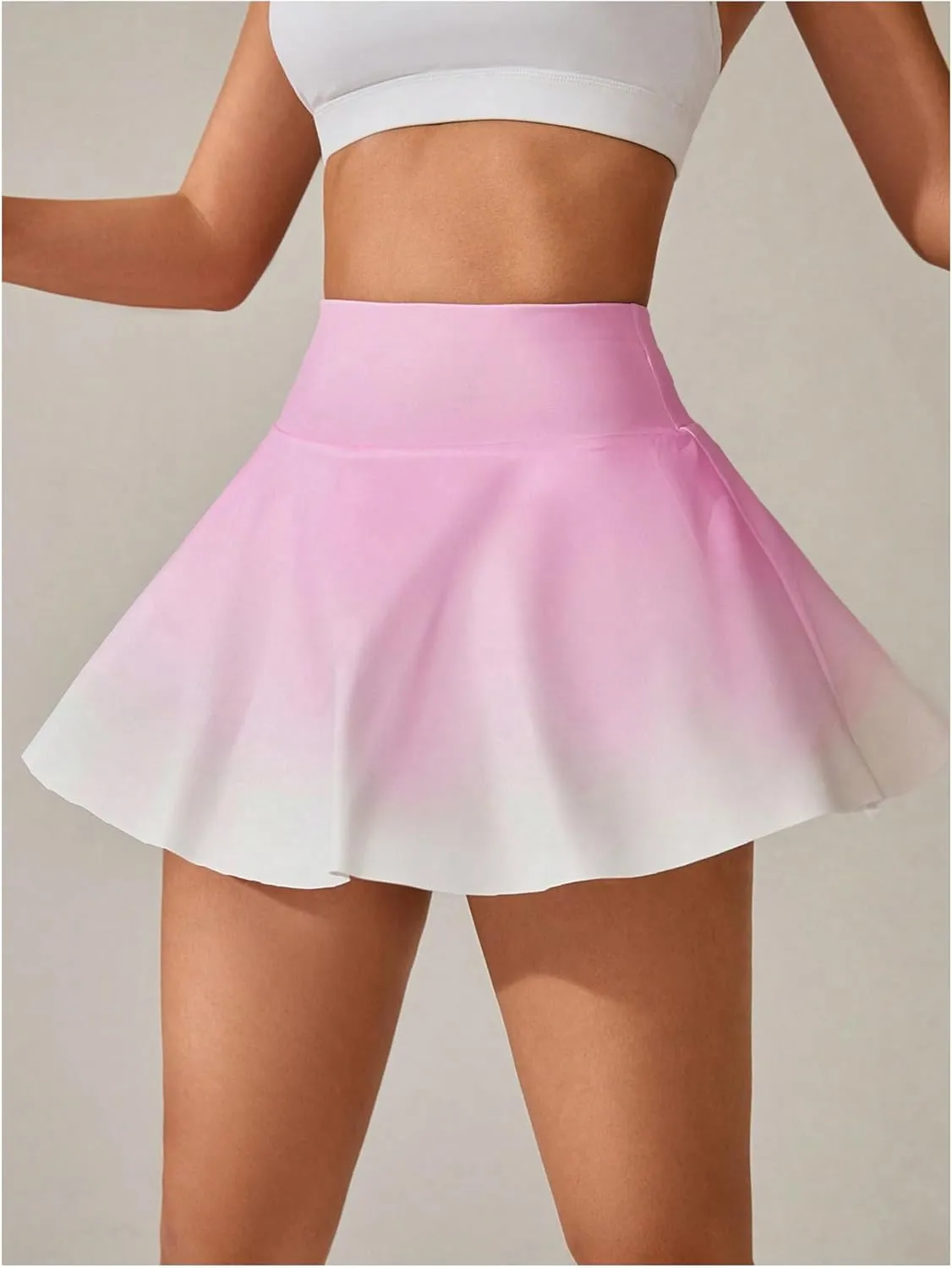 OYOANGLE Women's Ombre Pleated Workout Tennis Skirts High Waisted Tummy Control Golf Skorts with Shorts