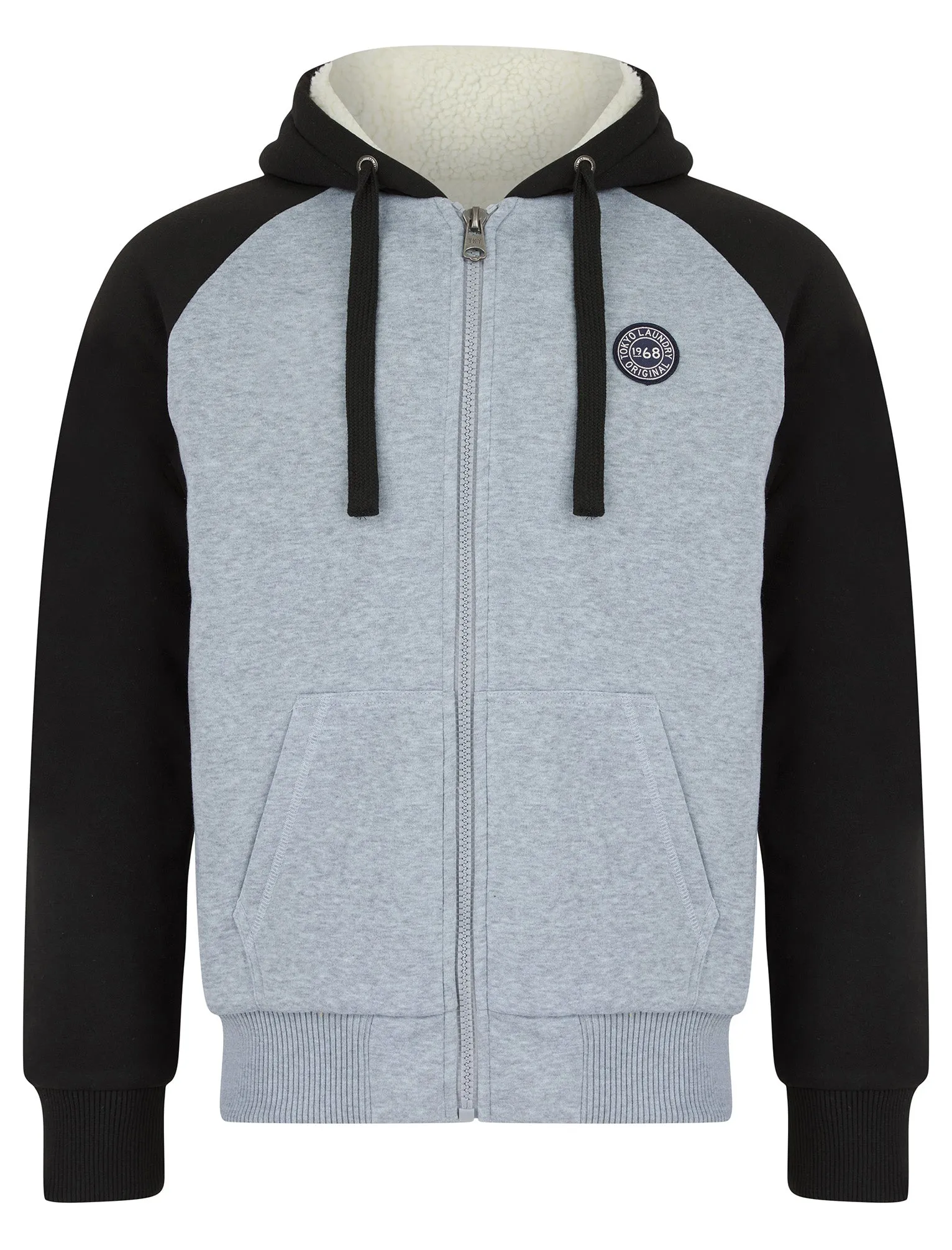 Petersburg Chunky Zip Through Borg Lined Fleece Hoodie in Light Grey Marl - Tokyo Laundry
