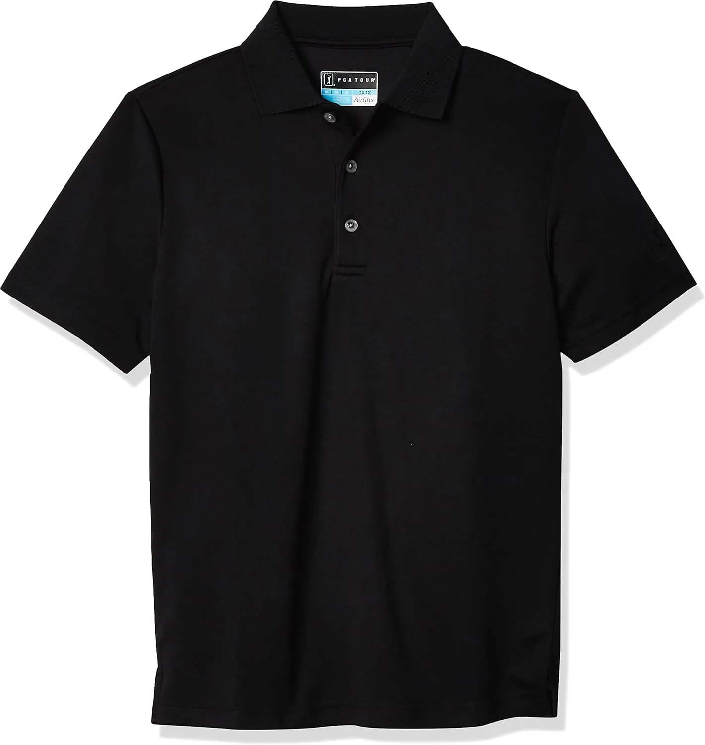 PGA TOUR Boys Airflux Short Sleeve Golf Polo Shirt, Ribbed Collar, Moisture-Wicking, Sun Protection, Ventilated Lightweight