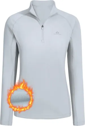 Pioneer Camp Women's Quarter Zip Pullover Long Sleeve Thermal Fleece Lining Lightweight Athletic Tops for Running Golf