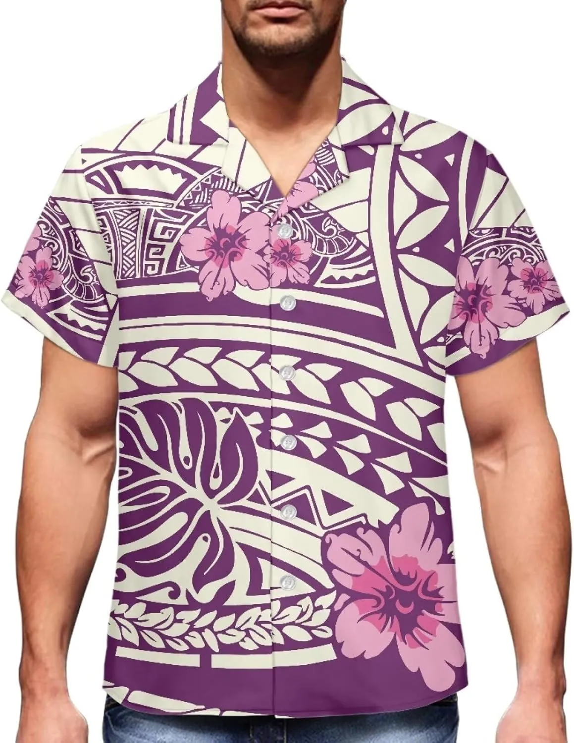 Polynesian Couple Set Tirbal Tattoo Tapa Hawaii Shirt Puletasi Samoa Dresses for Women Matching Outfits Couples