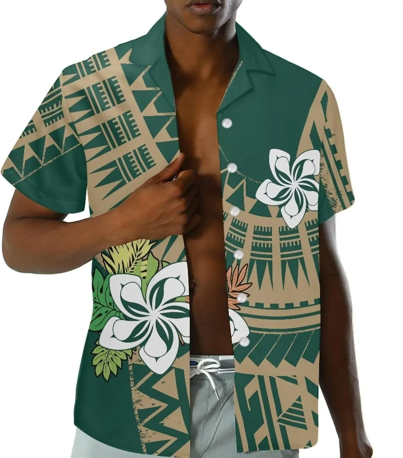 Polynesian Couple Set Tirbal Tattoo Tapa Hawaii Shirt Puletasi Samoa Dresses for Women Matching Outfits Couples