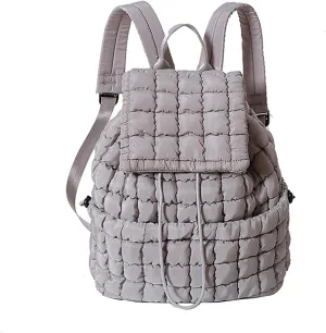 Quilted Puffer Backpack for Women (Khaki)