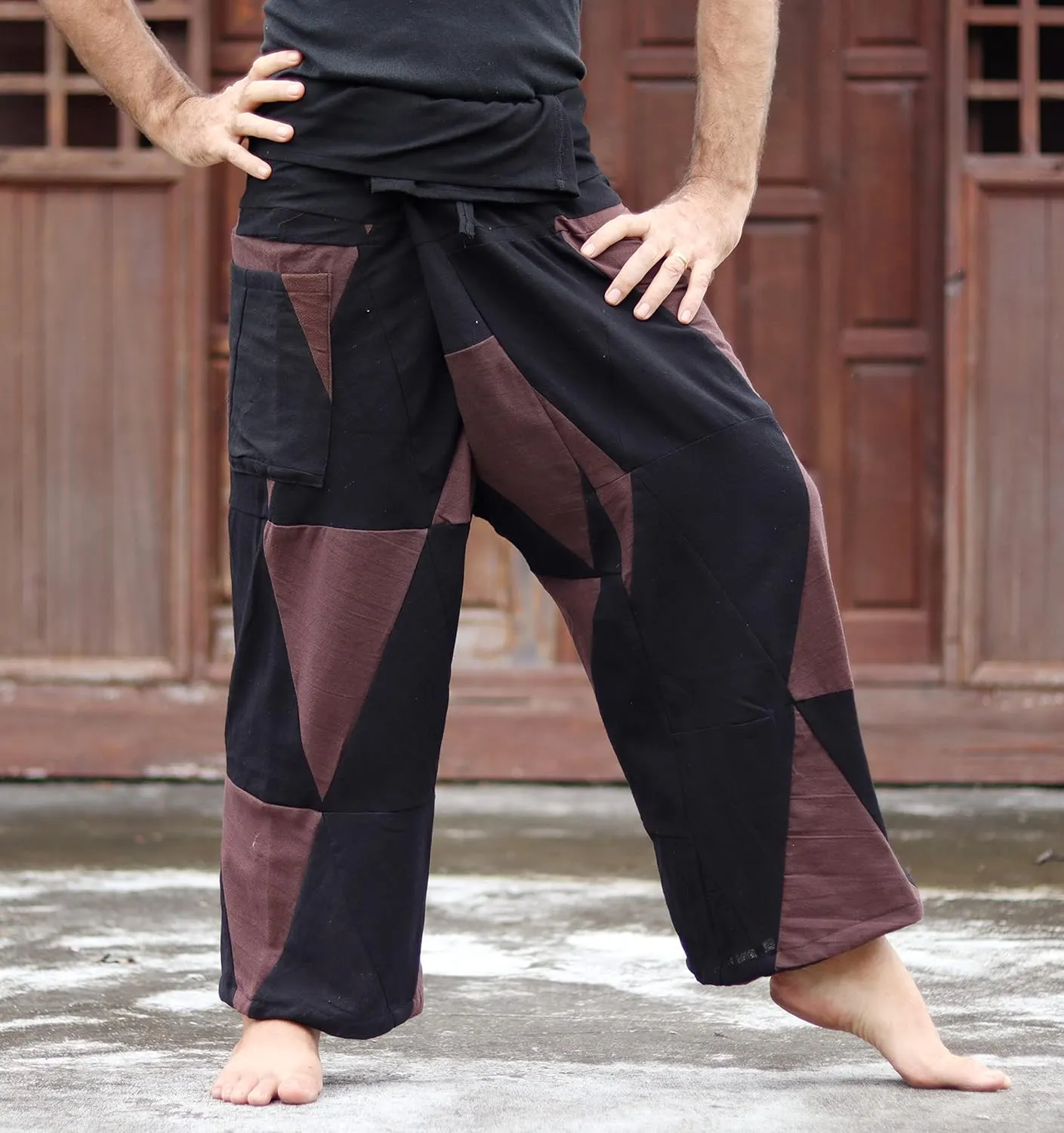 RaanPahMuang Thai Fisherman Pants Men/Women, Loose Yoga, Pirate, Harem Pants, 100% Cotton, Unisex Kimono Pants