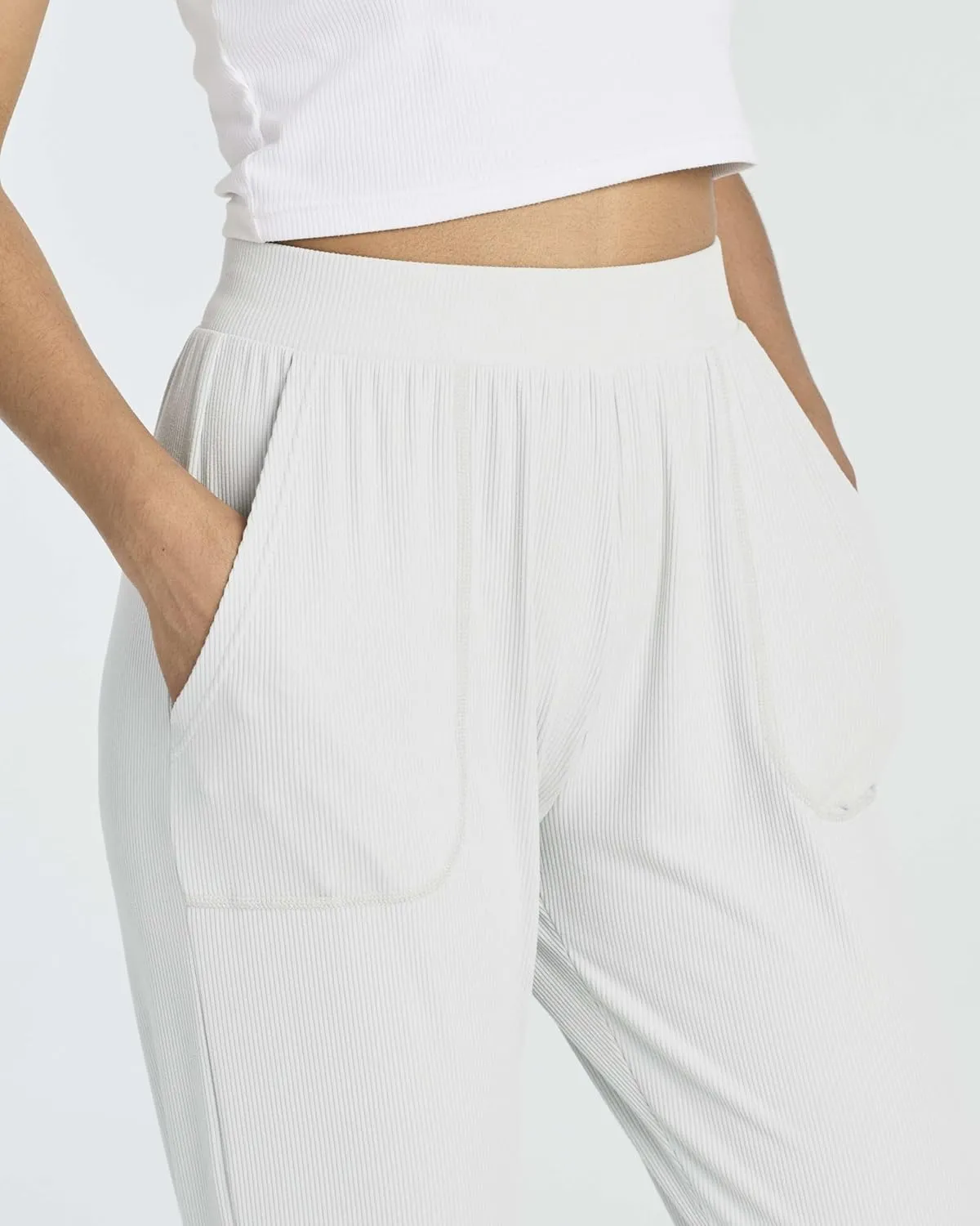 Real Essentials 3 Pack: Women's Ribbed Capri Jogger Lounge Sweatpants with Pockets Yoga Workout (Available in Plus Size)